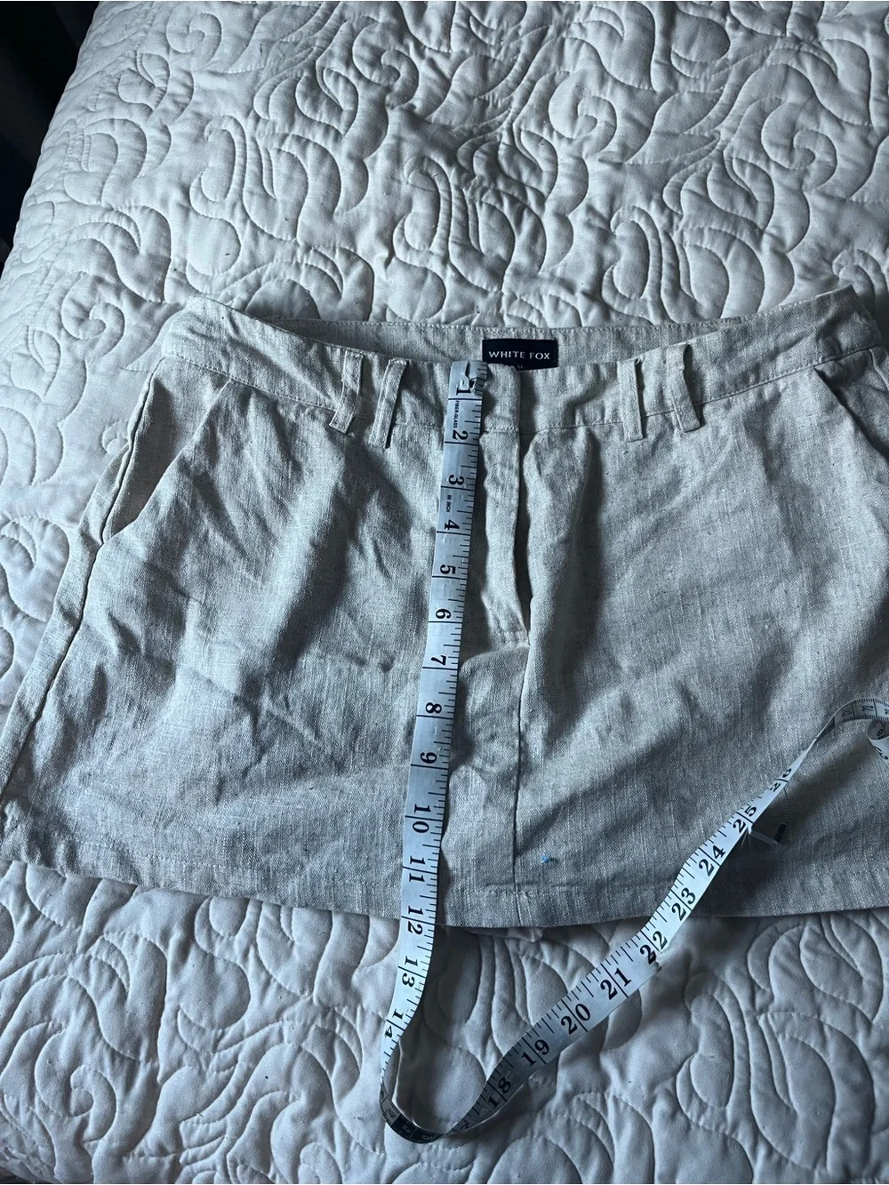 White Fox Beige 100% Linen Micro Skort Size Medium